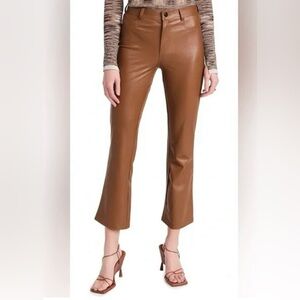 PAIGE Claudine Ankle Flare Faux Leather Cognac Jeans